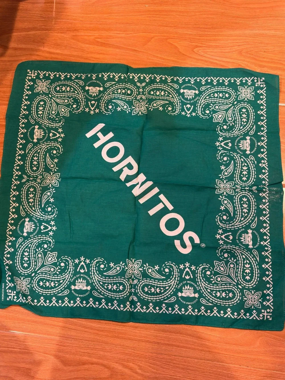Never Use Square Green Color Bandana-Hornitos 21”x21” -100% Cotton
